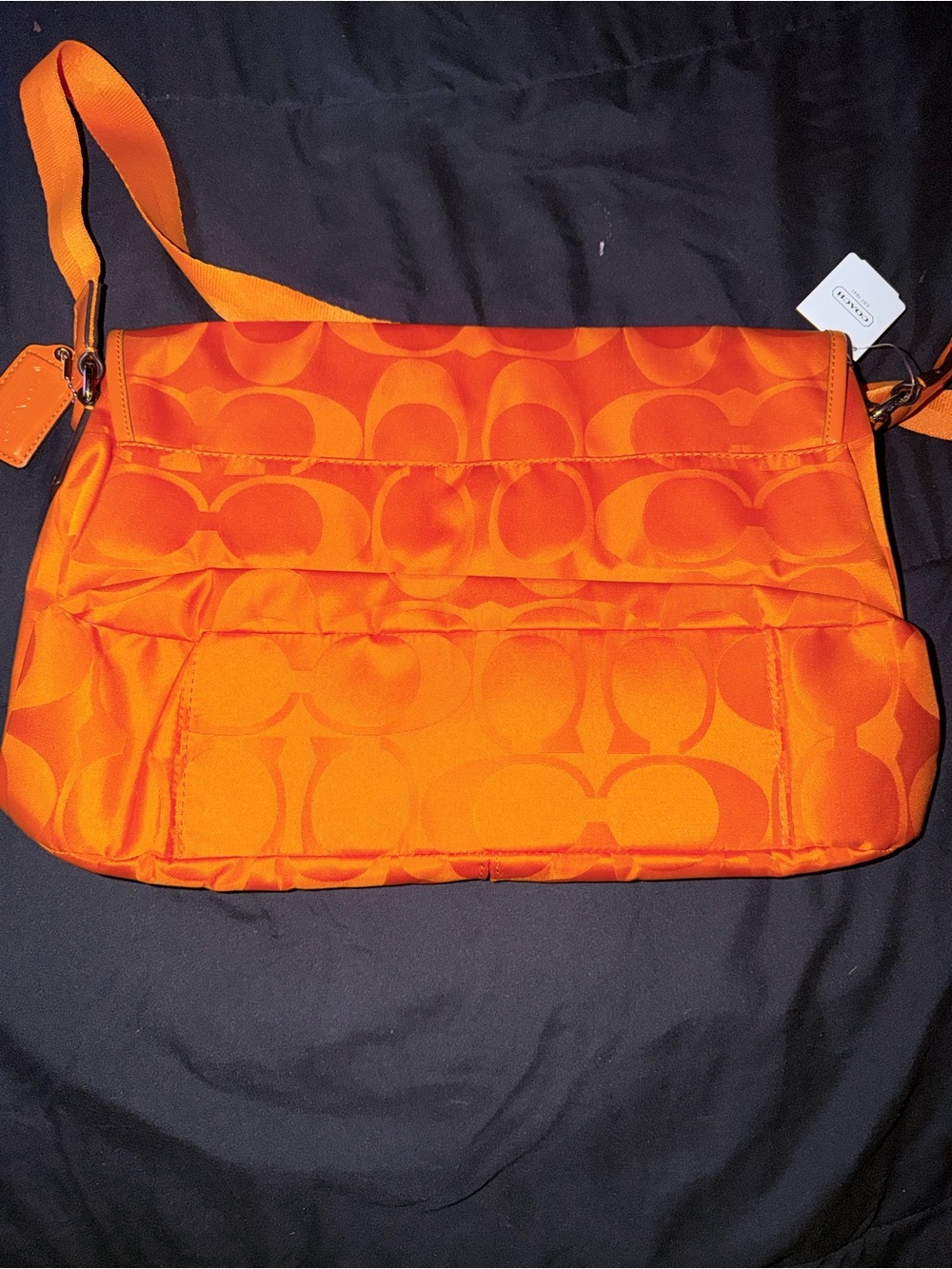Coach Orange Signature Nylon Crossbody Messenger - Picture 4 of 5